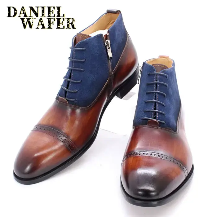 Bottes de rinçage pointues en daim pour hommes