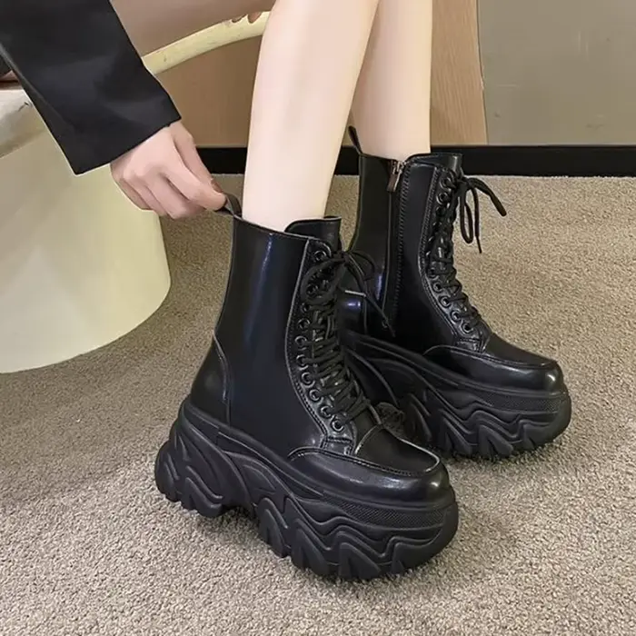 Bottines Punk à plateforme épaisse pour femme