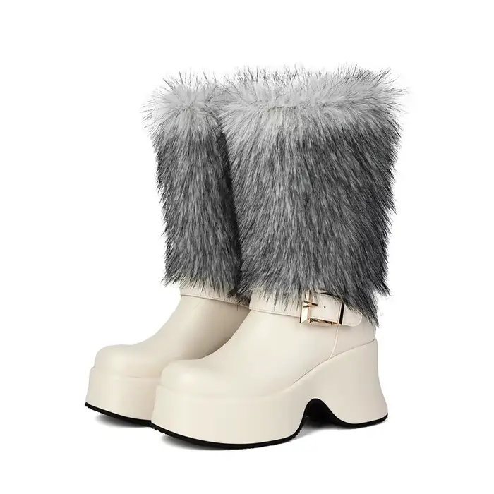 Bottes de neige chaudes en fausse fourrure pour femmes