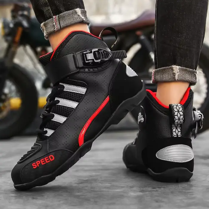 Bottes de moto en cuir respirant pour homme robustes et élégantes pour courses de moto et randonnées longues distances