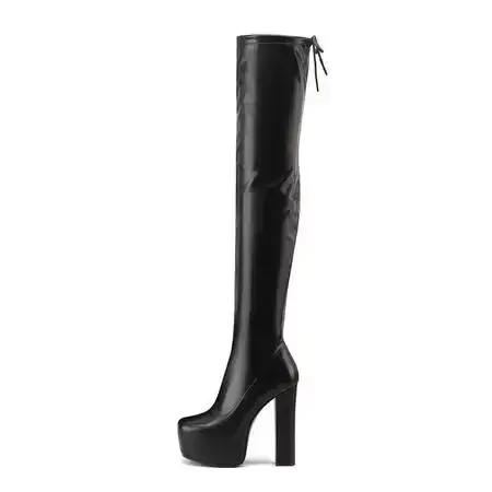 Bottes hautes à talons hauts épais pour femmes