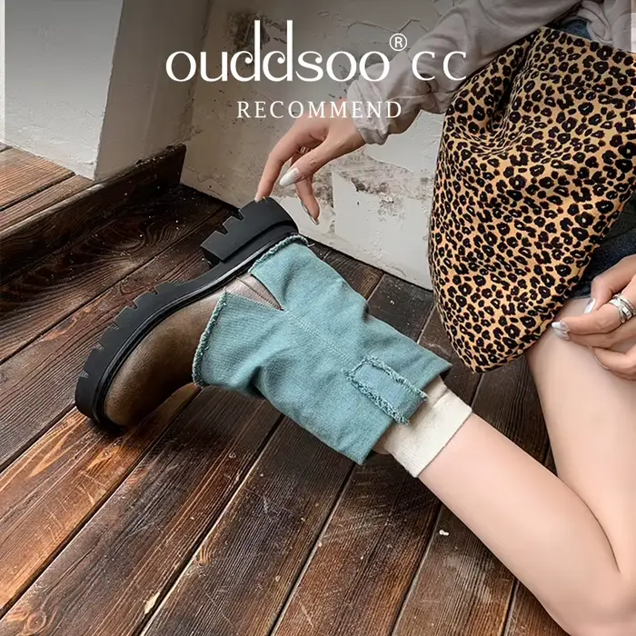 Ods Smile Star-Bottes Rondes en Cuir de Vache pour Femme