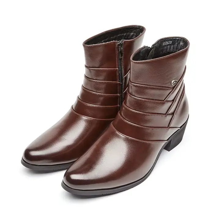 Bottines Chelsea en cuir de luxe pour hommes, chaussures formelles montantes avec sangle à boucle, b