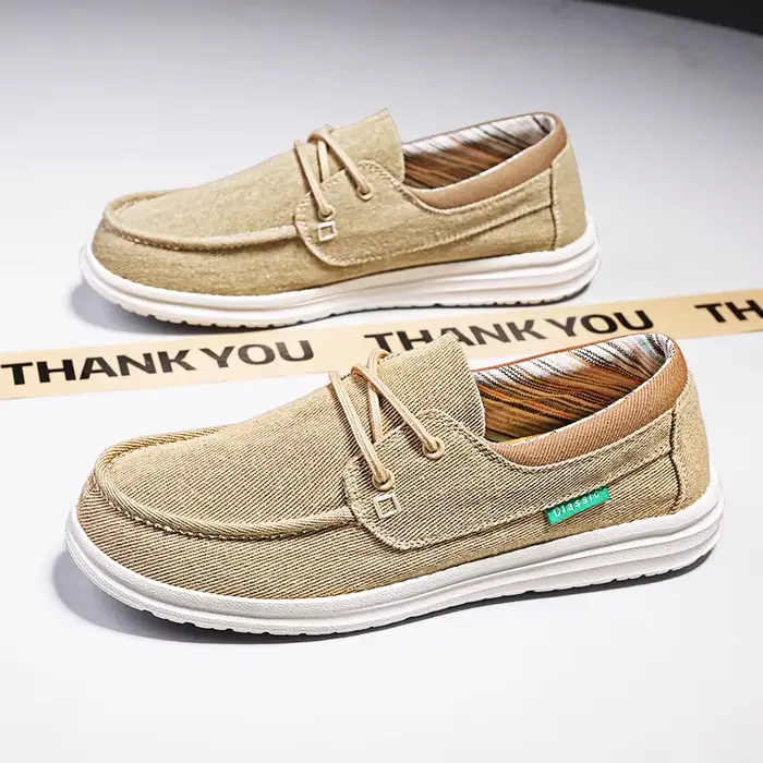Mocassins d'été en toile décontractés et respirants pour hommes grandes tailles occasions estivales et décontractées
