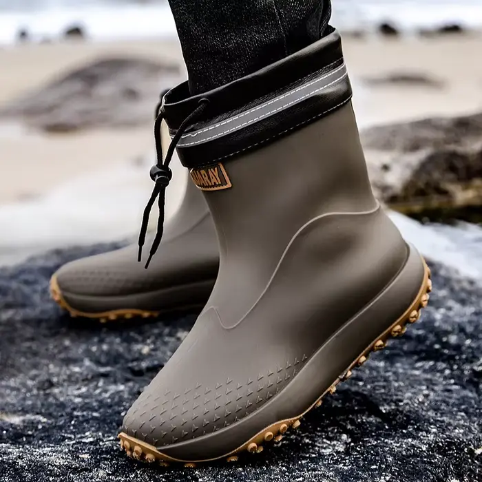 Bottes de pluie en matériau écologique pour hommes, antidérapantes, chaudes, doublées de polaire, im