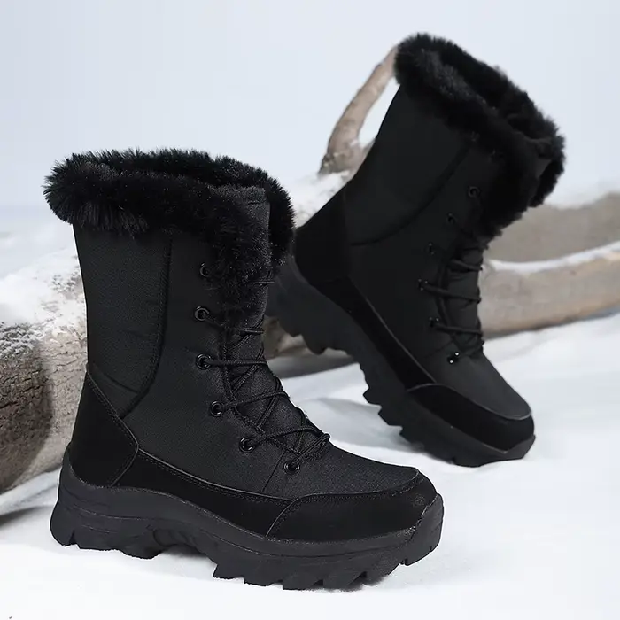 Bottes d'hiver imperméables et antidérapantes en viscose doublées de polaire pour femmes occasions hivernales et sports de neige
