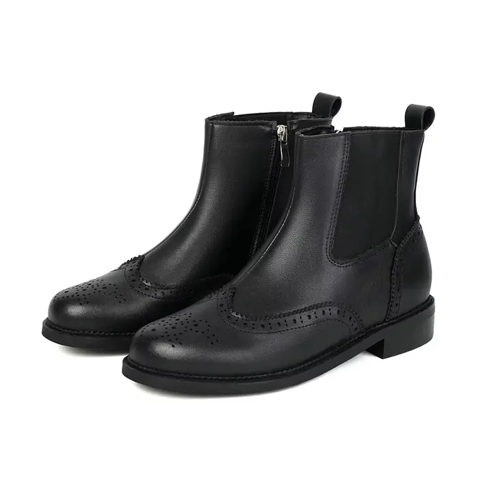 Bottines Chelsea classiques en cuir pour femmes, chaussures richelieu à bout d'aile, confortables, p