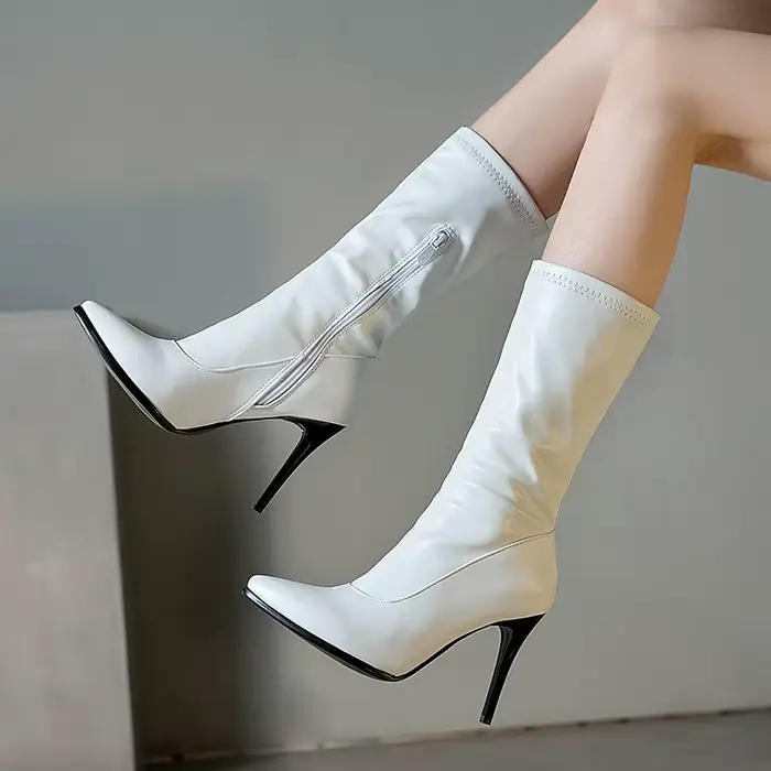 Bottes léopard minces élastiques pour femmes
