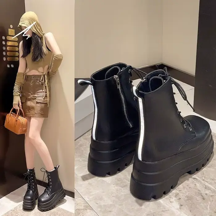 Bottines en cuir Pu pour femmes