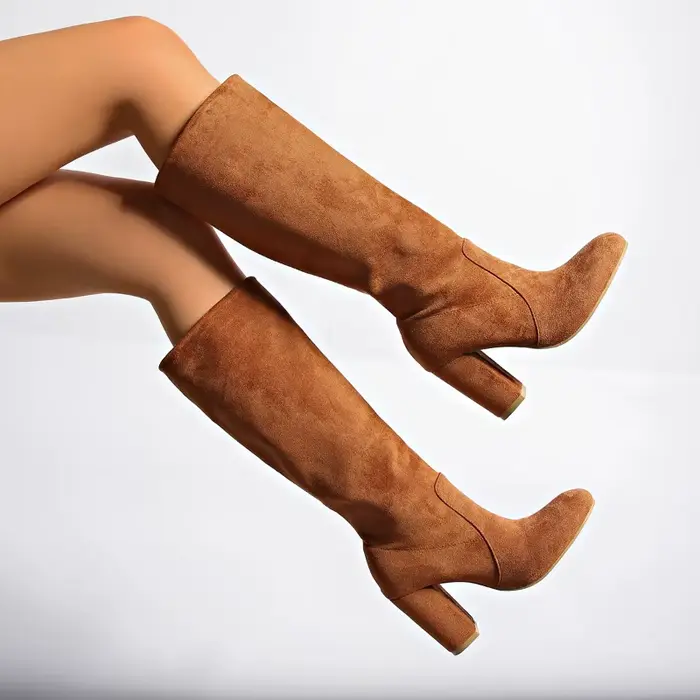 Sexy talons hauts femmes bottes longues mode chaussures en daim élégantes 2025 pompes fête