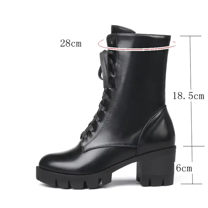 ORCHA LISA bottines femmes plate-forme chaussures en caoutchouc à lacets noir automne grosses bottes grande taille 46