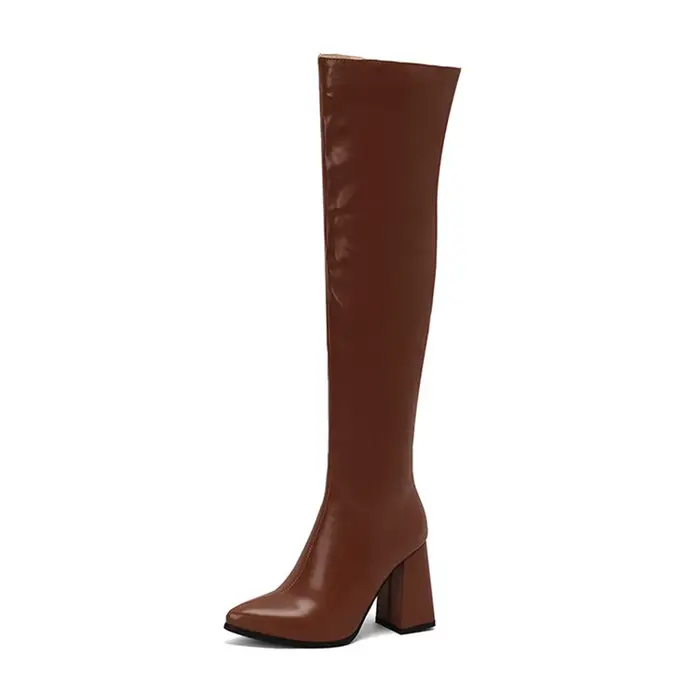 Cuissardes hautes pour femmes bottes pointues au dessus du genou sexy modernes pour fêtes cosplay danse boîte de nuit