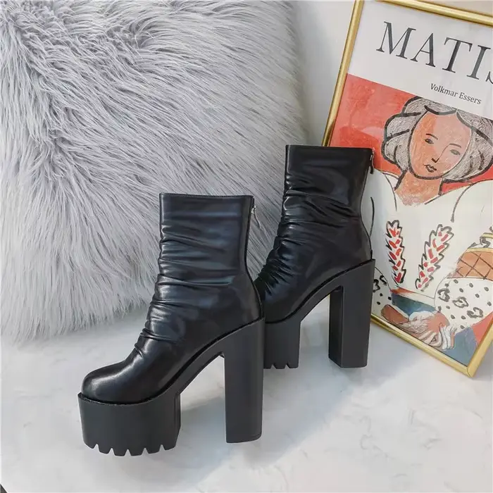 2025 hiver femmes bottes imperméable plate-forme superficie pliable fermeture éclair talon épais