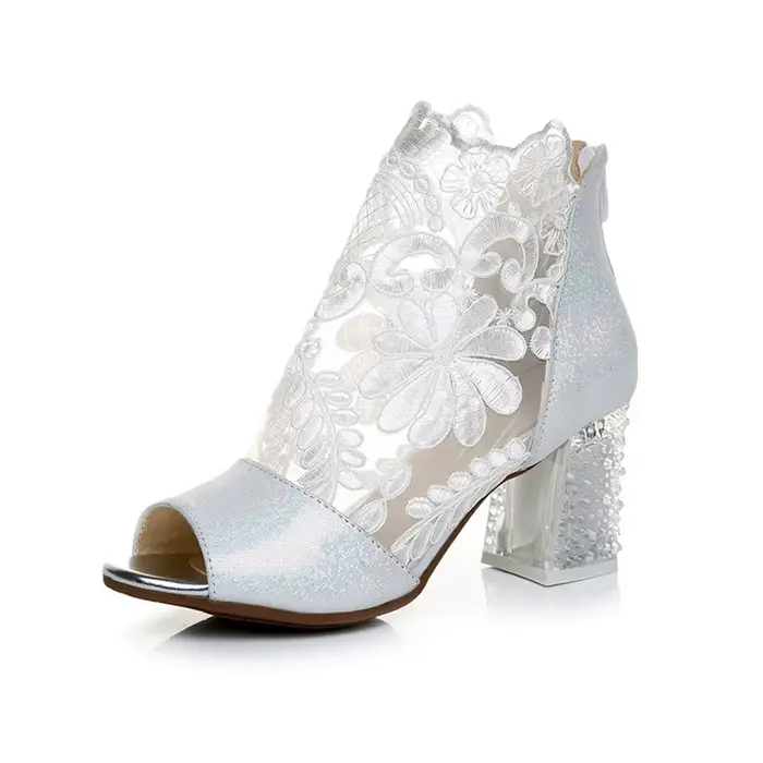 Bottines à talons hauts en cuir rose pour femmes, optique avec fil de maille sauvage, bottes Bud Inj