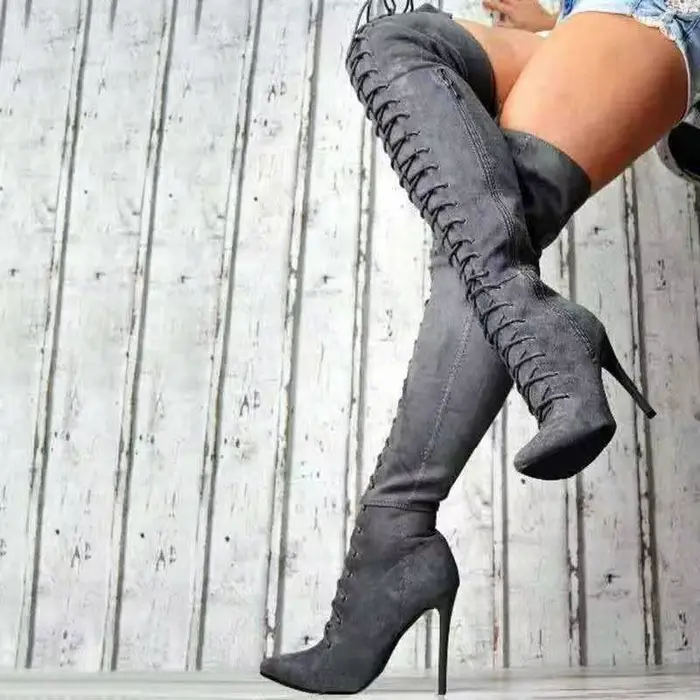 Bottes pour femmes bout pointu sur le genou