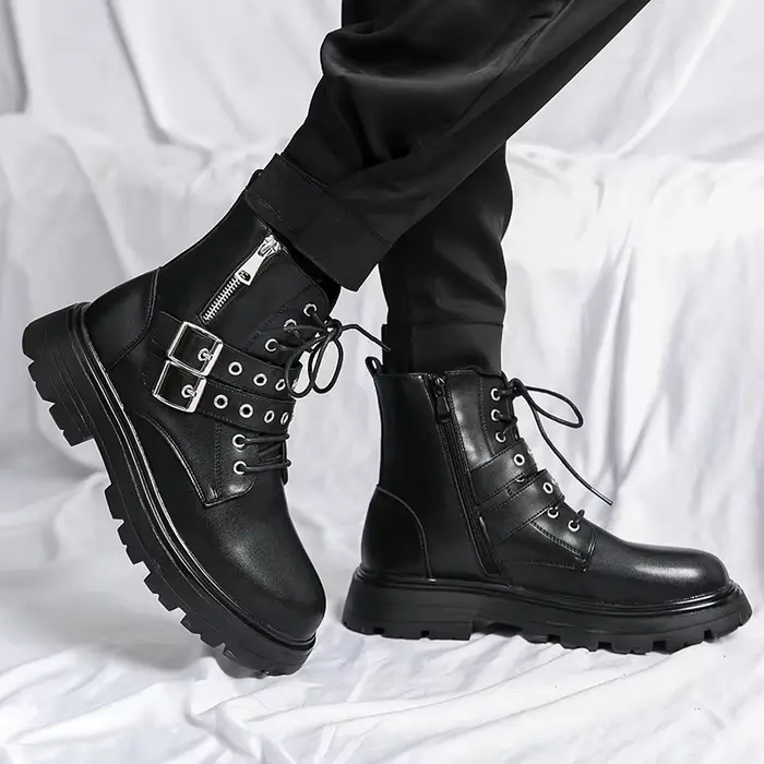 Nouvelle marque de luxe noir hommes Chelsea bottes gothique Biker