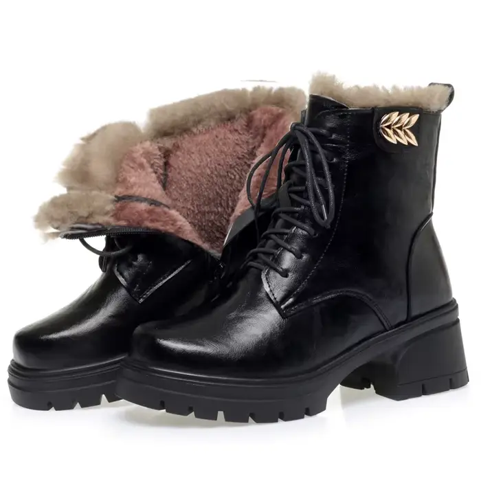 AIYUQI – bottines antidérapantes pour femmes, chaussures d'hiver chaudes, en cuir véritable, bottes 