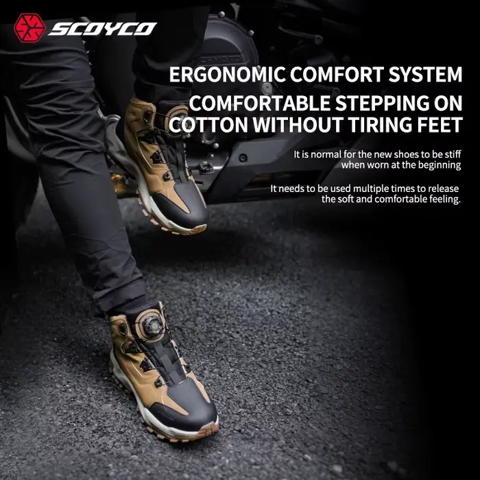 SCOYCO bottes de moto hommes microfibre cuir respirant anti-dérapant résistant à l'usure