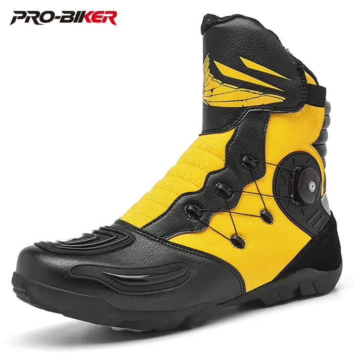 Bottes de motard cloutées robustes pour homme et femme, chaussures plates polyester nylon polyvalentes pour équitation et randonnée quatre saisons