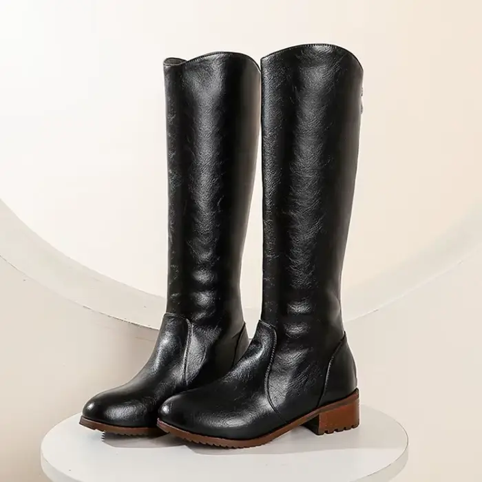 Cuissardes hautes à talons carrés pour femme, bottes longues Sexy avec fermeture éclair, en peluche,