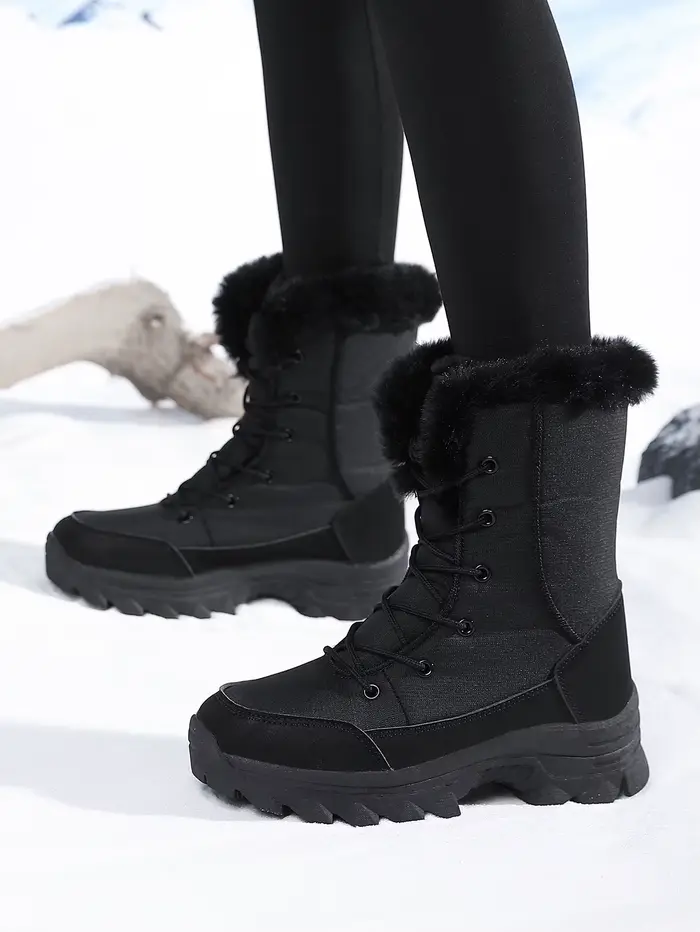 Bottes de neige d'hiver pour femmes, imperméables, antidérapantes, chaudes, style nord-est, grandes 