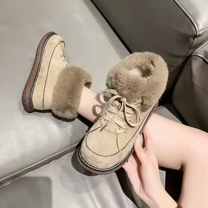 Rinse-Bottes de neige à lacets avec talons bas pour femmes