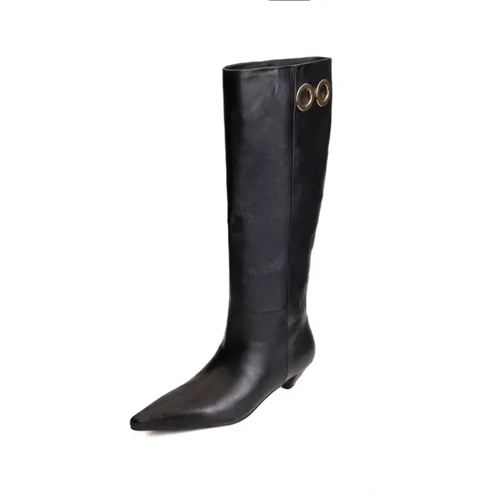 Ods Decor bout pointu genou bottes hautes étrange talon bas sans lacet mode femmes longues bottes mo