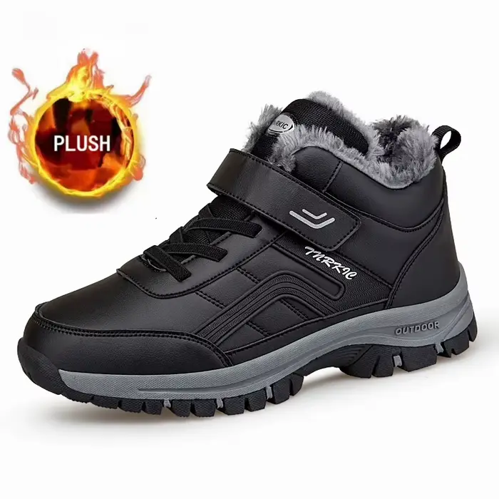 Bottines d'hiver imperméables en cuir PU pour hommes