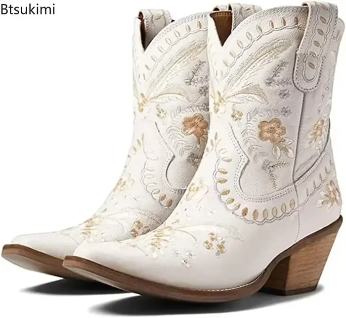 Nouvelles Bottes Western Brodé 2026 pour Femme