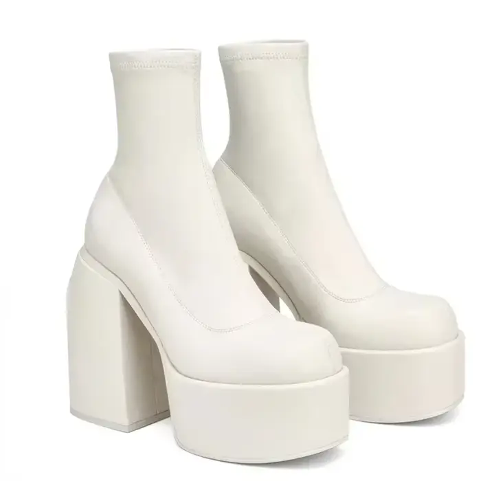 Bottines à talons carrés en cuir artificiel pour femmes, bottes de créateur sexy, occassions spéciales automne-printemps