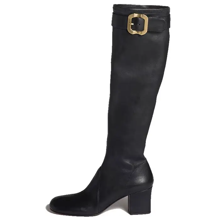 2025 femmes talon compensé 6.5 cm talons hauts mi-mollet Cool bottes talon fer à cheval défilé de mo