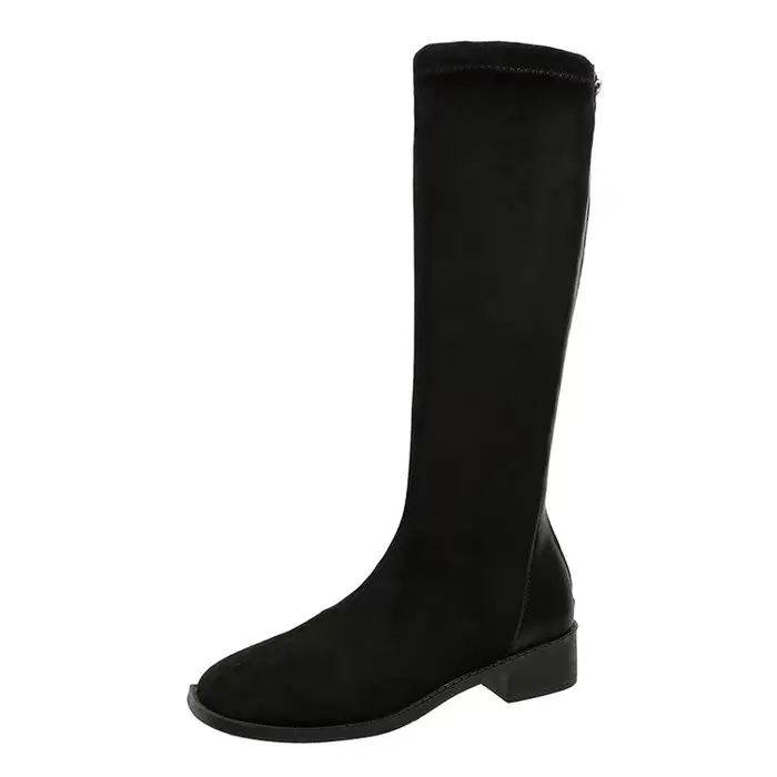 Bottes longues au genou pour femmes, Parker rond, patchwork simple, marron, automne, hiver, nouveau,