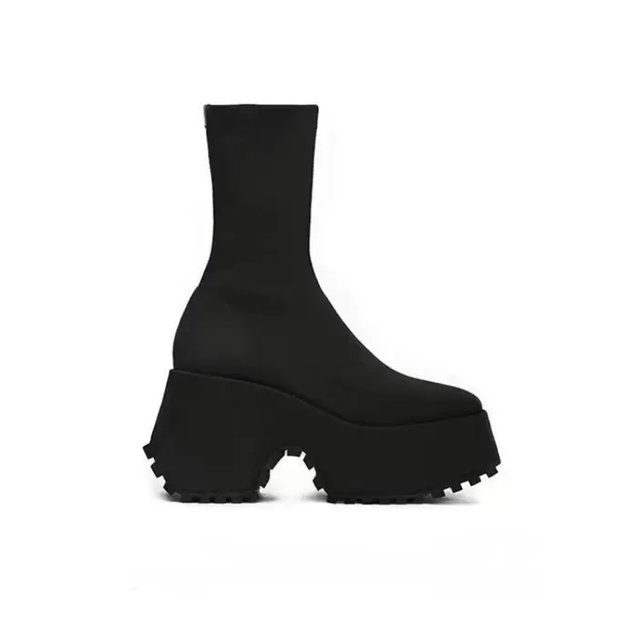 Bottes de Moto Noires à Talons Super Hauts pour Femme