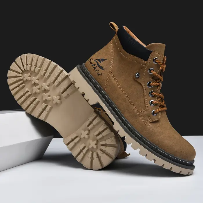 Bottes classiques en cuir homme style rétro bottes de travail pour randonnée et activité extérieure
