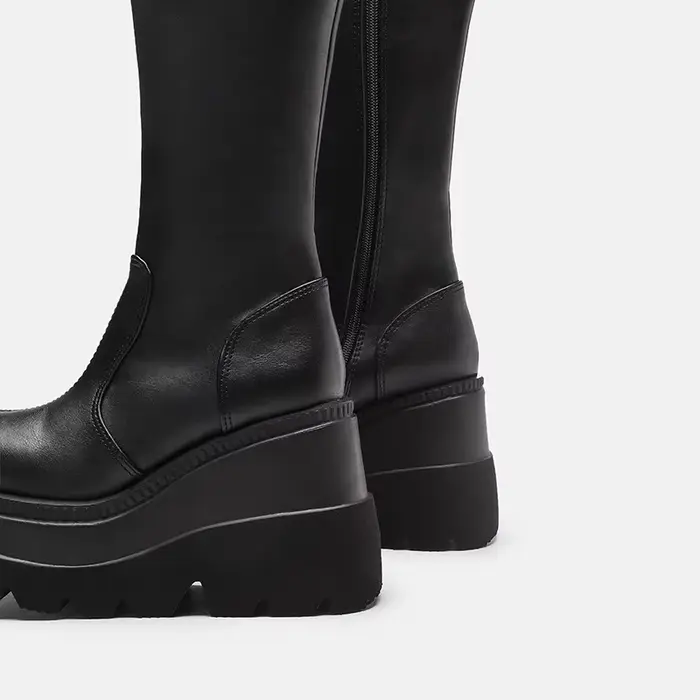 Bottes à plateforme pour femmes Punk mi-mollet dames