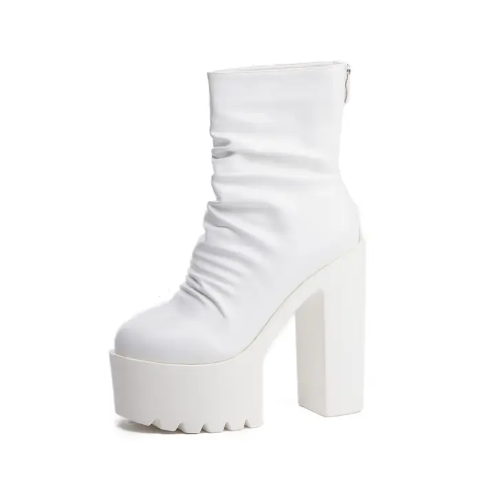 2025 hiver femmes bottes imperméable plate-forme superficie pliable fermeture éclair talon épais bot