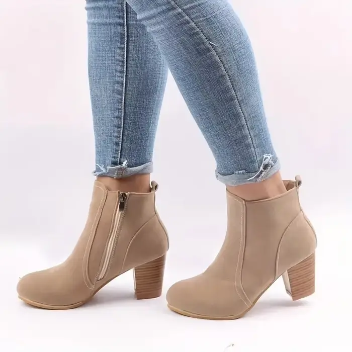 Femme bottes automne hiver talons épais chaussures zippées pour femmes de luxe mode Chelsea bottines