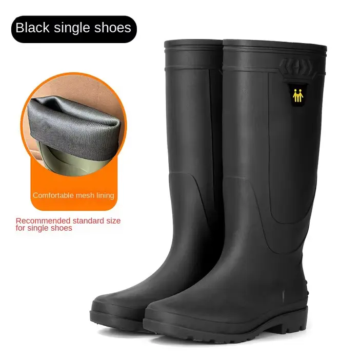 Bottes imperméables pour hommes, doublure épaisse, intérieur amovible, haut, antidérapant, chaussure