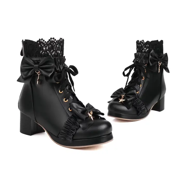 Bottes à plateforme à lacets pour femmes, fermeture à glissière au dos, talon épais, chaussons de ri