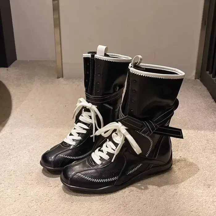 Bottines Booster Vintage De luxe pour femmes, bottines De boxe en cuir givré à lacets, offre spécial