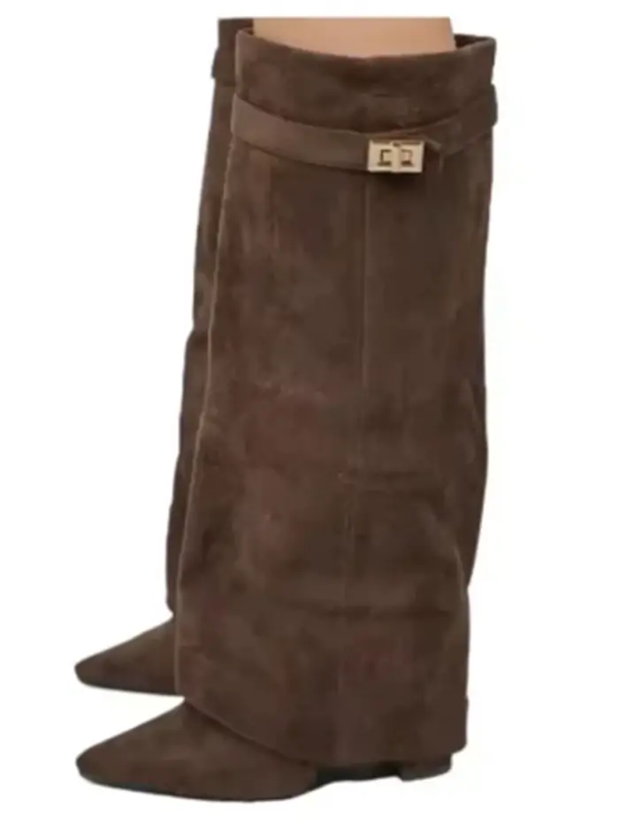 2026 femmes épais pantalons à talons hauts bottes automne et hiver bout pointu