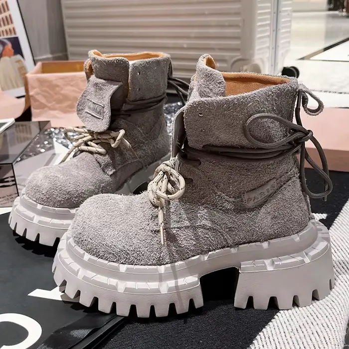 Femmes Punk plate-forme bottes chaussures décontractées de haute qualité en plein air fond épais