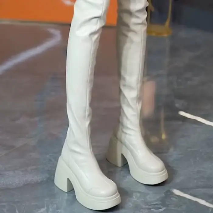 Bottes au dessus du genou à talons épais pour femmes