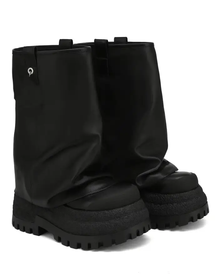 Bottes en cuir amples pour femmes, longueur mi-mollet, grosses texturées, Style de rue, Accent en mé