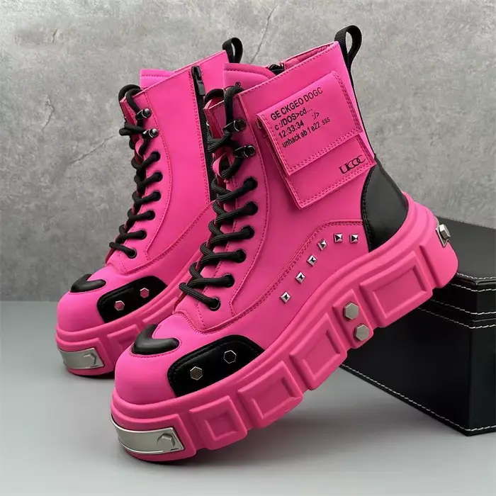 Bottes Rivet de rue LEOSOXS en cuir pour hommes, design gothique et punk, résistantes à l'eau, confortables et durables pour les occasions spéciales