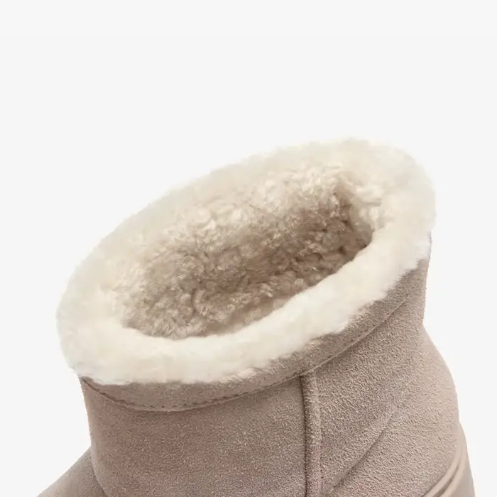 Bottes de neige rondes en daim de vache pour femme