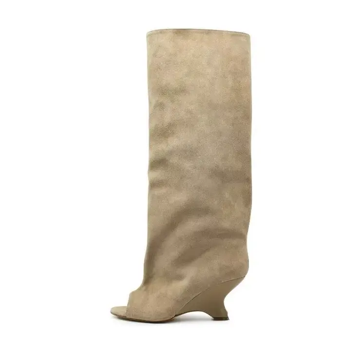Bottes hautes à bouche de poisson pour femmes, talons hauts épais, longueur aux genoux, Cool, chauss