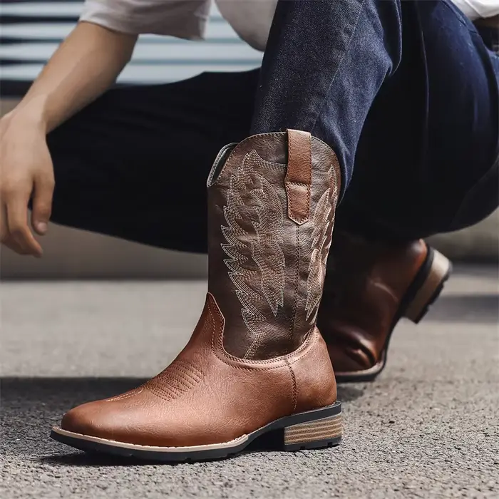 Bottes de cowboy occidentales rétro classiques pour hommes
