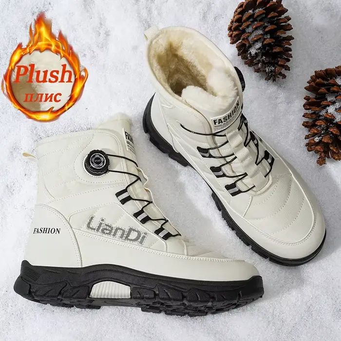 Bottes d'hiver pour homme design mi-mollet doublure fourrure chaude et confortable pour sports et usage quotidien