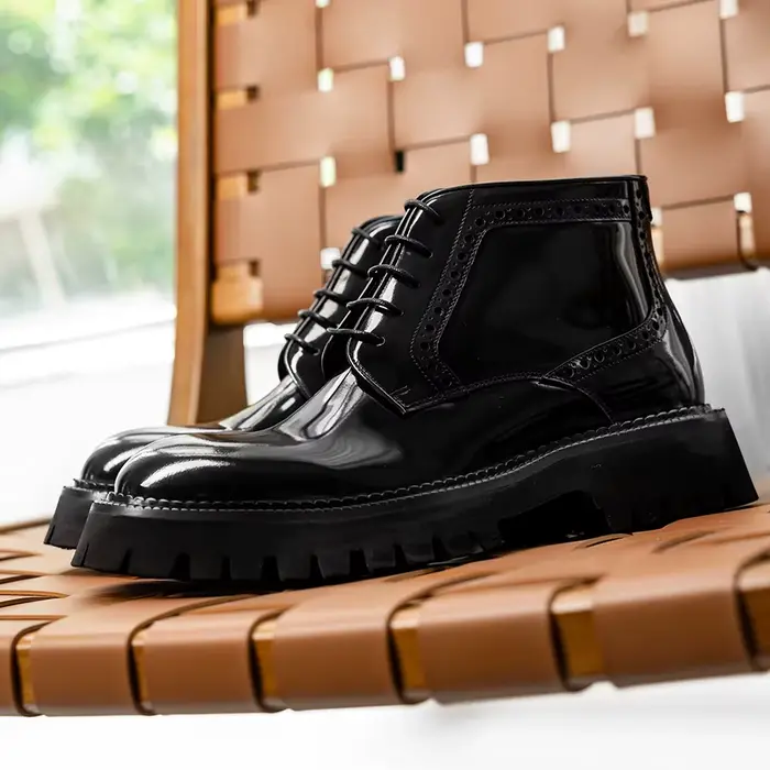 Hanmce-Bottes confortables en cuir véritable pour hommes, chaussures de luxe à enfiler, haute qualit